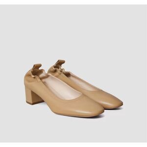 EUC Everlane The Day Heel Ballerina Light Taupe Tan Leather Women’s 7